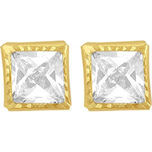 Broquel Cuadro Diamante 4x4 En Oro De 10 K + Obsequio