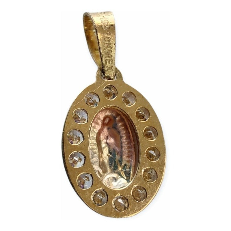Medalla Virgen Guadalupe Circonias 3 Oros 10 K + Obsequio