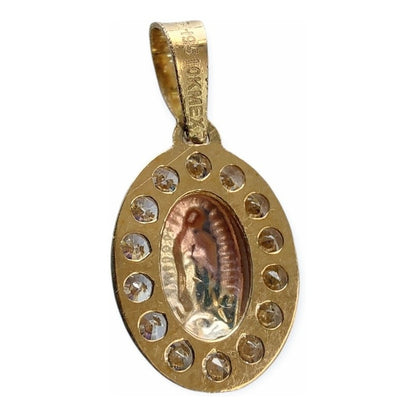 Medalla Virgen Guadalupe Circonias 3 Oros 10 K + Obsequio