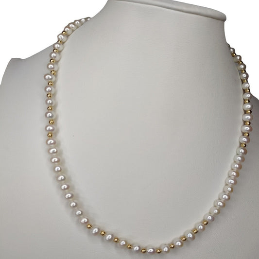 Juego De Collar, Pulsera Y Aretes Perlas Elaborado De 14 K