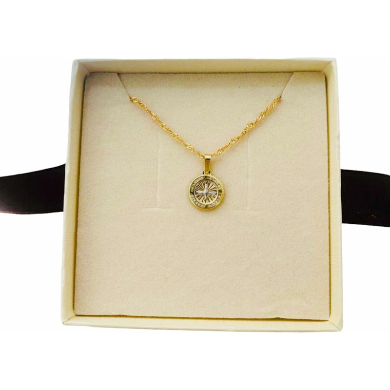 Collar Bautizo Circular Zirconias Oro 10 K + Obsequio