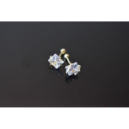 Juego Aretes Cuadros 2 Pares Oro De 10 K + Obsequio