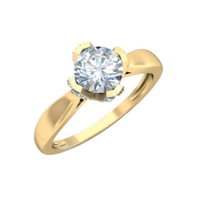 Anillo Solitario Corona V Oro 14 Kilates