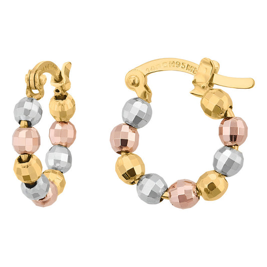 Arracadas Esferas Facetadas 1.5 Cm Oro 14 K +