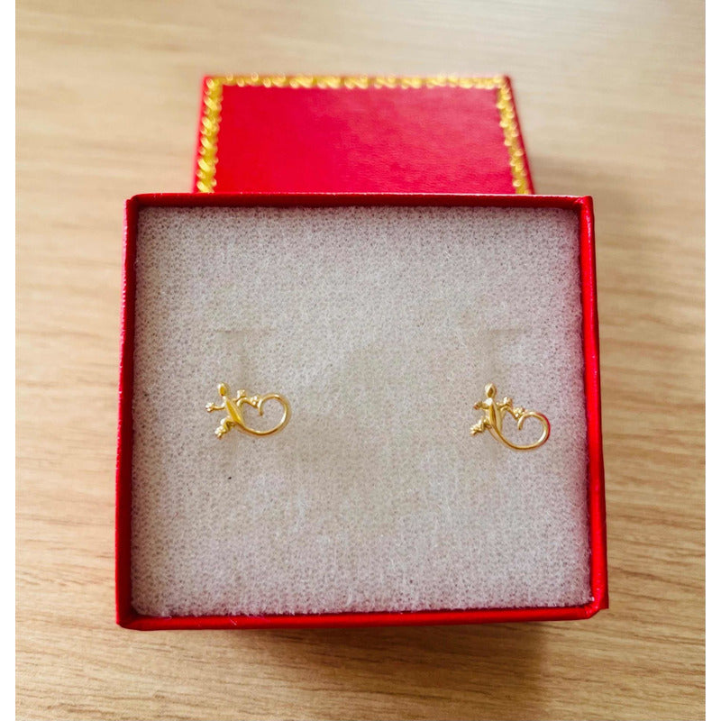 Broquel Lagartija En Oro De 10 K + Obsequio + Envío