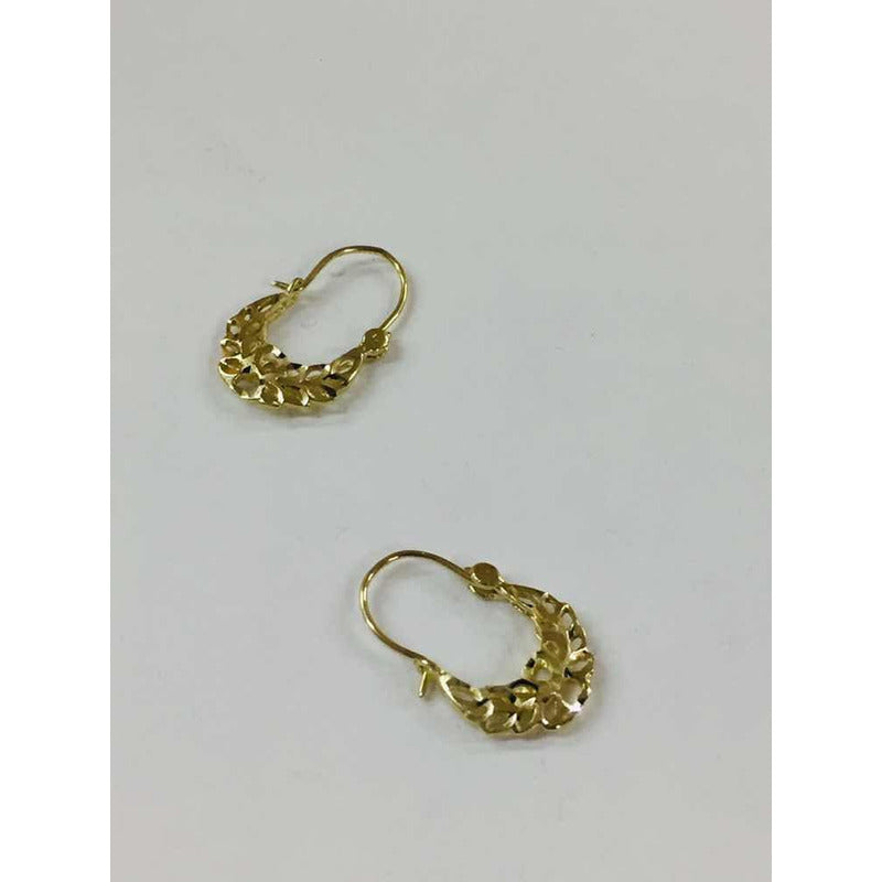 Arracadas Canasta Corazones 1.7 X 1.2 Cm Oro 10 K + Obsequio