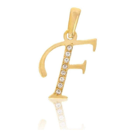 Dije Inicial Letra F Con Circonias Oro 14 K + Obsequio