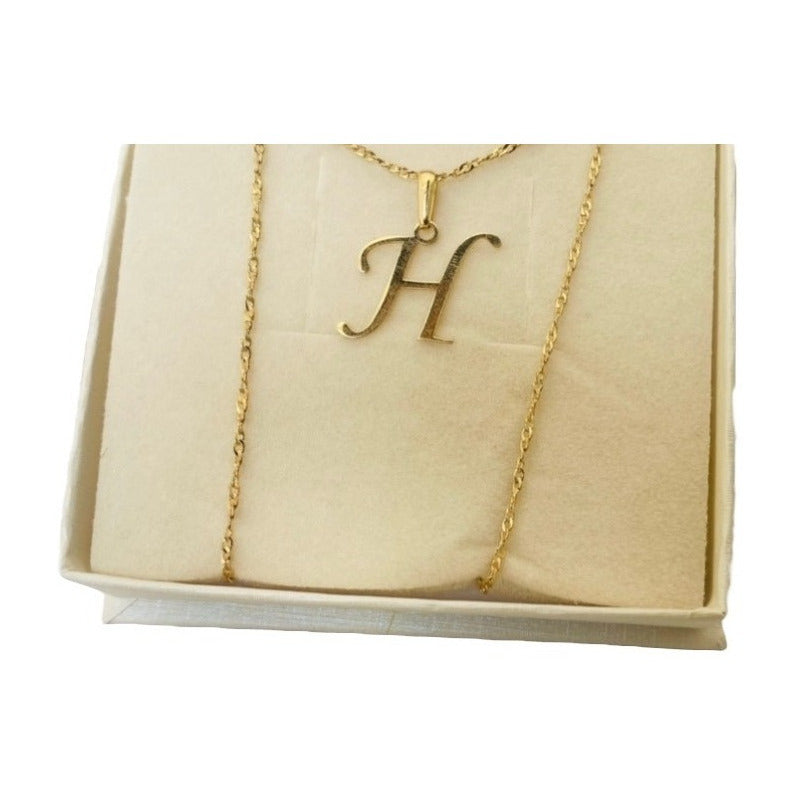 Gargantilla De Inicial Letra H Oro De 14k + Obsequio