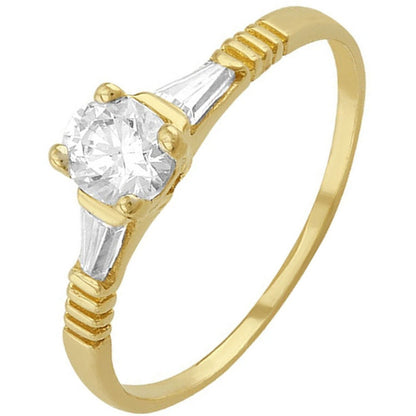 Anillo Solitario Con Zirconia En Medio En Oro De 10 K