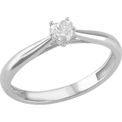 Anillo Solitario Corazón En Oro Blanco De 10 K + Obsequio