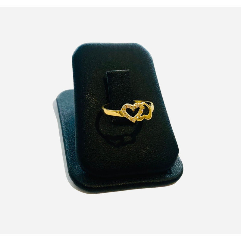 Anillo De Corazones En Oro De 10 Kilates + Obsequio