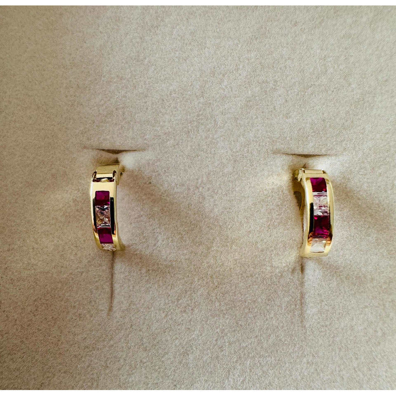 Huggies Circonias Bicolor Oro 10 K + Obsequio + Envío