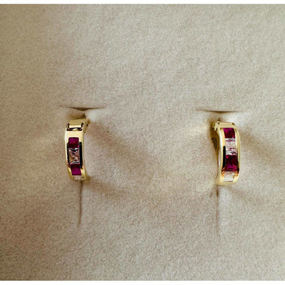 Huggies Circonias Bicolor Oro 10 K + Obsequio + Envío