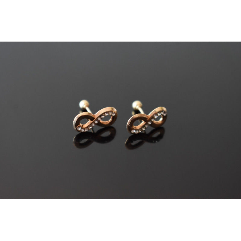Broqueles Infinito Circonia 4 Mm Oro De 10 K