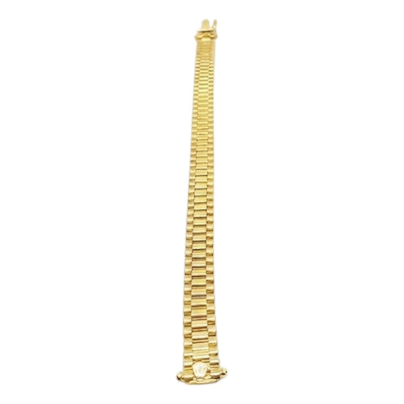Pulsera Tejido Macizo 1 Cm Por 18 Cm Corona Oro 14 Kilates