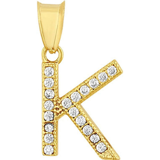 Kit Cadena Singapur Con Letra K Piedras Oro 10 K+ Obsequio