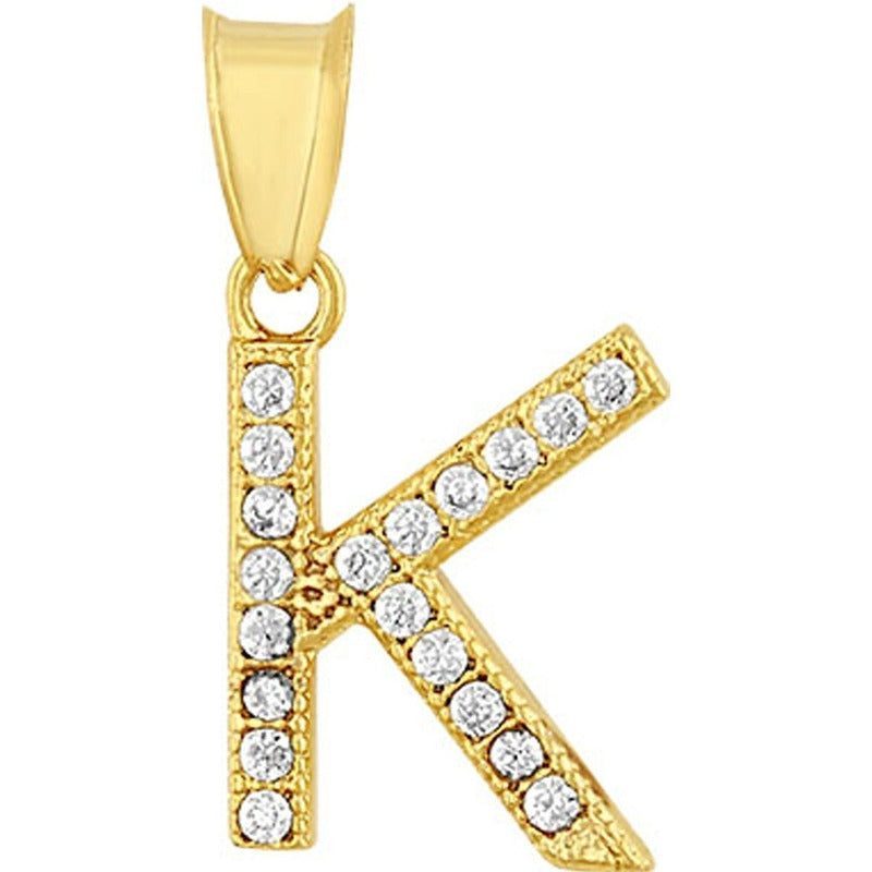 Dije Inicial K Con Zirconias En Oro De 10 K + Obsequio