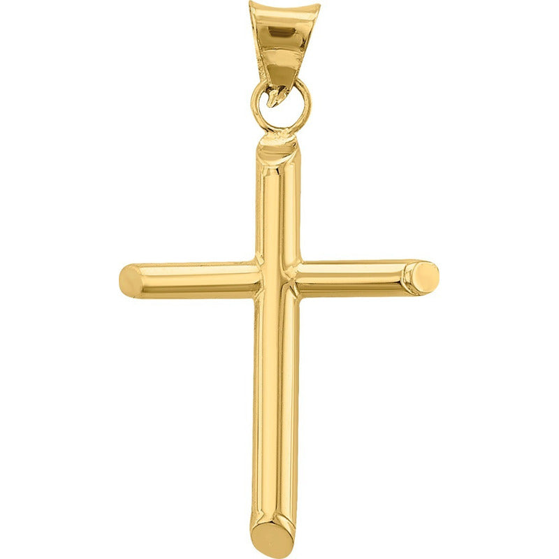 Dije De Cruz Tubular 3 Cm Oro 10k + Obsequio