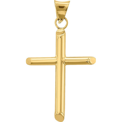 Kit Cadena Con Dije De Cruz Tubular 3 Cm Oro 10k + Obsequio