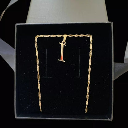 Juego Collar Letra  I   Lisa + Aretes Bola 10 K. + Regalo