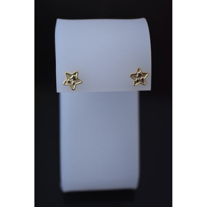 Broqueles Estrella Mate Para Bebé 5mm Oro De 10 K