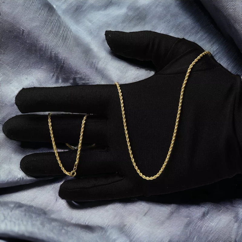 Set Torzal Cadena 55 Cm + Pulsera 21 Cm X 2 Mm Oro 10 K.