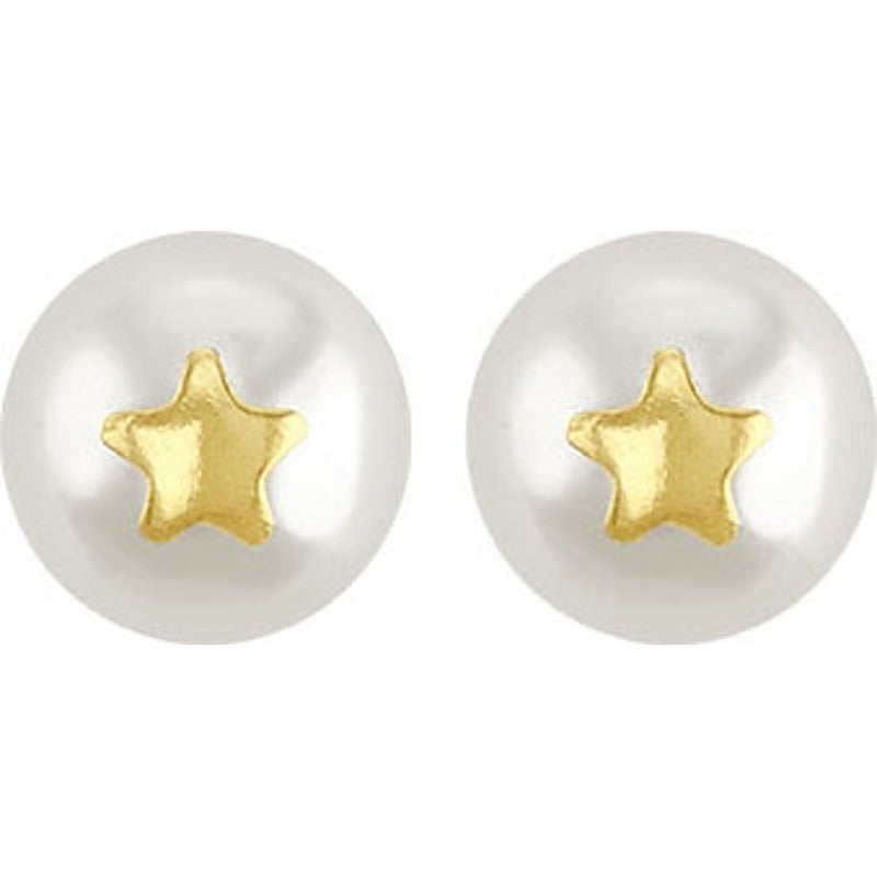 Broquel Perla Estrella En Oro De 10 K + Obsequio + Envío