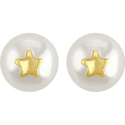 Broquel Perla Estrella En Oro De 10 K + Obsequio + Envío