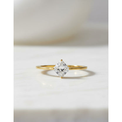 Anillo Oro 18 K Corte Princesa Joyeria M De Leon