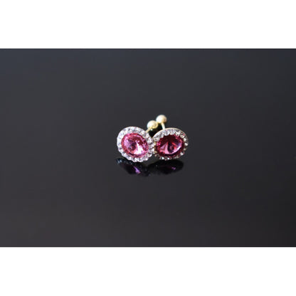 Broqueles Circulo Rosa 7 Mm Oro De 10 K + Obsequio