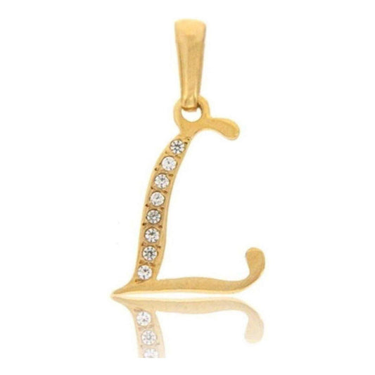 Dije Inicial Letra L Con Circonias Oro 14 K + Obsequio