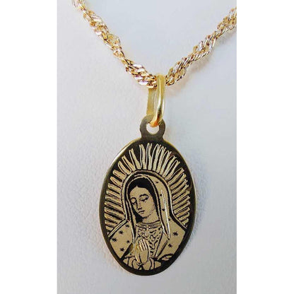 Medalla Oval De Virgen De Guadalupe Oro 14 K + Obsequio