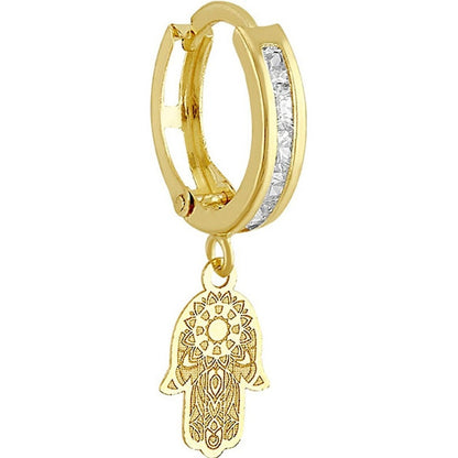 Huggies Mano De Fatima Laser En Oro De 10 K + Obsequio