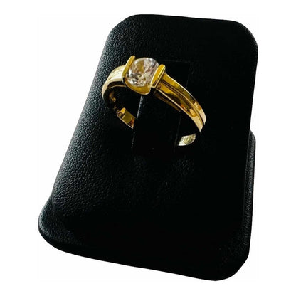 Anillo Compromiso Mont. Cuadrada Oro 14 K Zirconias + Obsequ