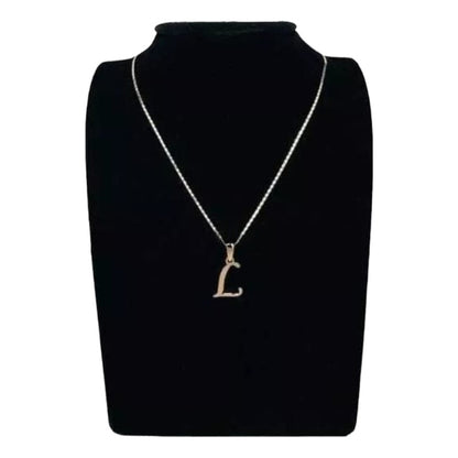 Juego Collar Letra  L   Lisa + Aretes Bola 10 K. + Regalo
