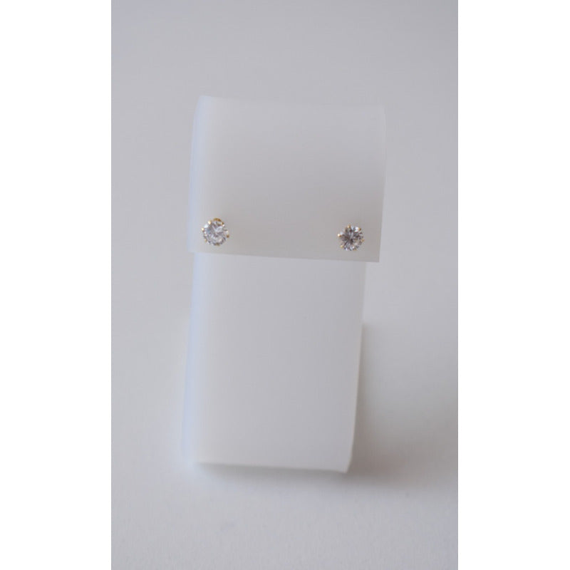 Broqueles Circonia 5 Mm Oro De 14 K + Obsequio