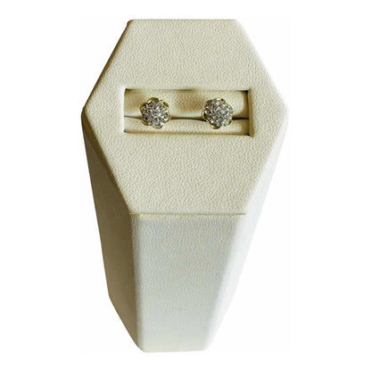 Broqueles Flor Zirconias Blancas Oro 10 Kilates + Obsequio