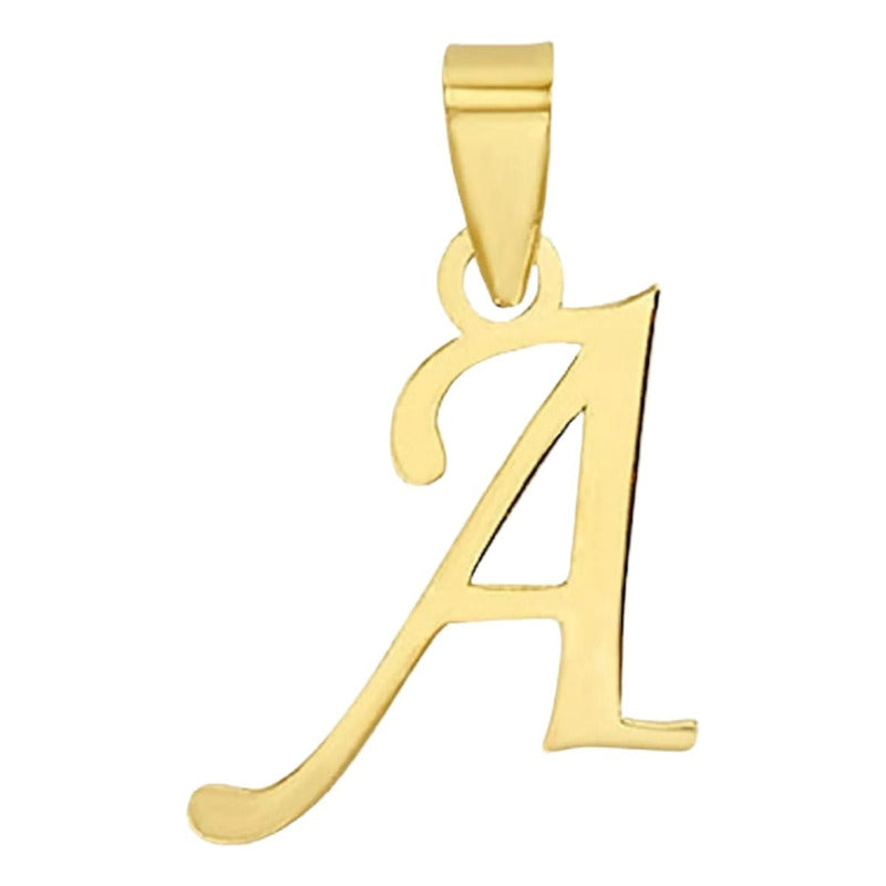 Juego Collar Letra A Lisa + Aretes Bola 10 K. + Regalo