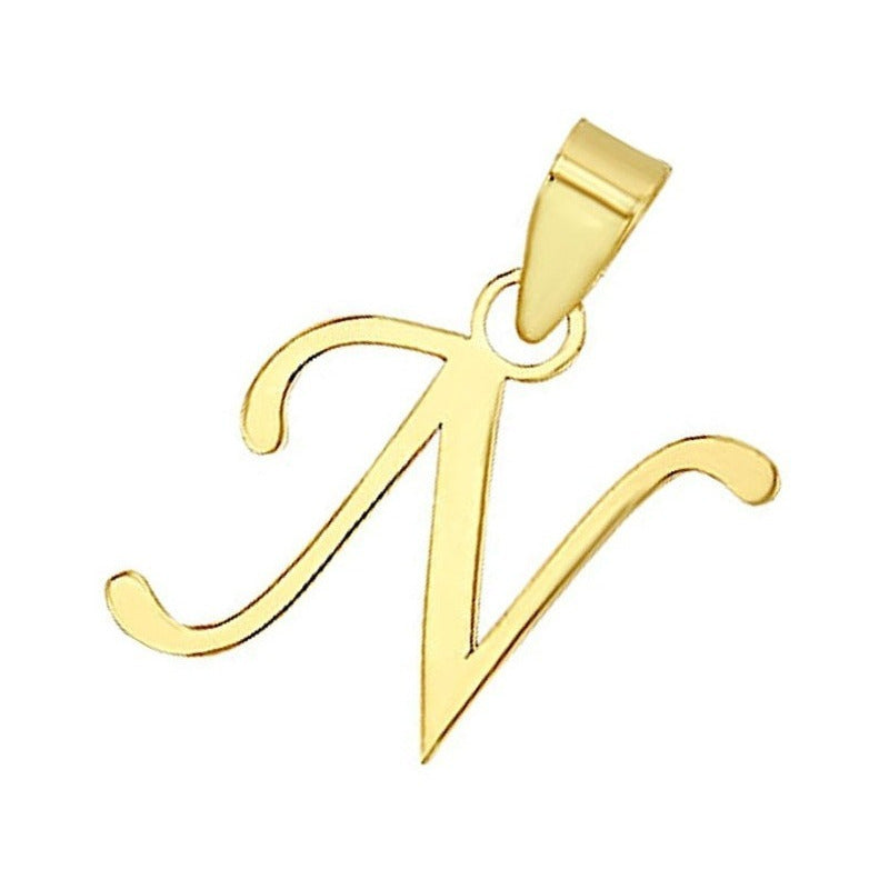 Dije Inicial N Lisa En Oro De 10 K + Obsequio + Envío