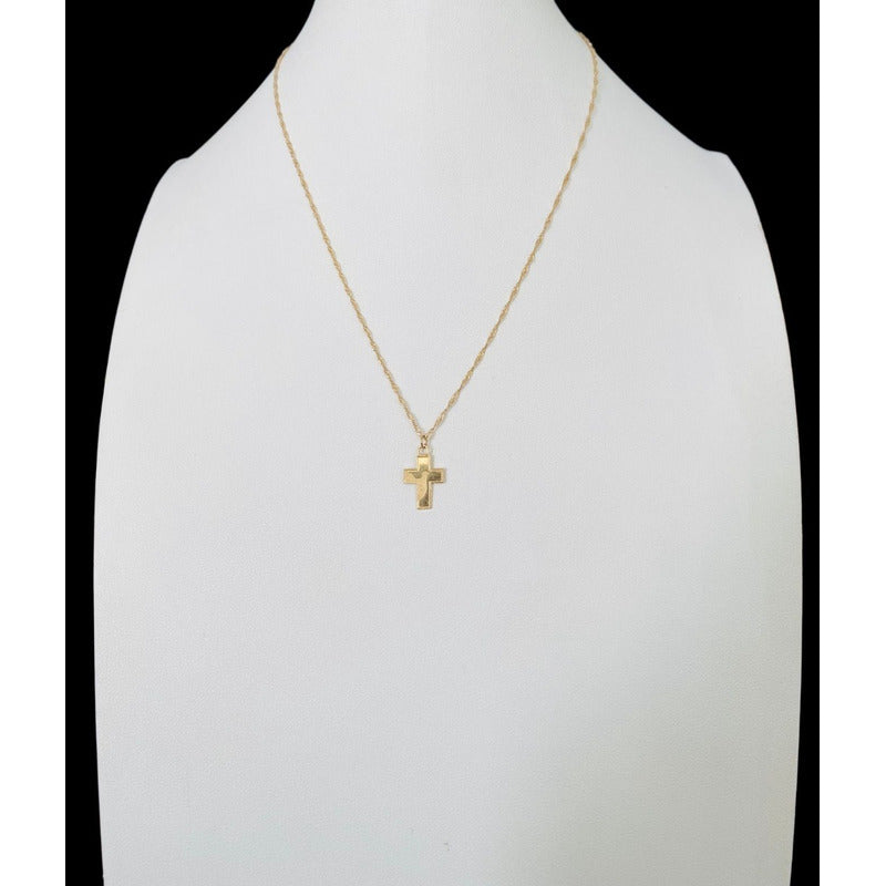 Juego De Gargantilla Con Cruz De Bautizo En Oro De 10kilates