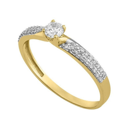 Anillo Solitario Lineas De Zirconias En Oro De 14 K +obsequi