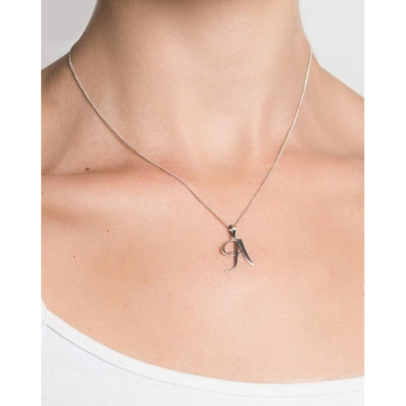 Juego Collar Letra A Lisa + Aretes Bola 10 K. + Regalo