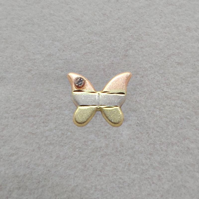 Broqueles Mariposa Oro Florentino Circonia De 10 K + Obsequi