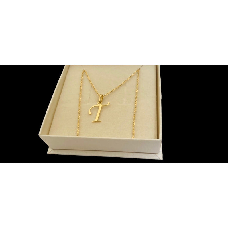 Gargantilla De Inicial Letra T Oro 14 K + Obsequio