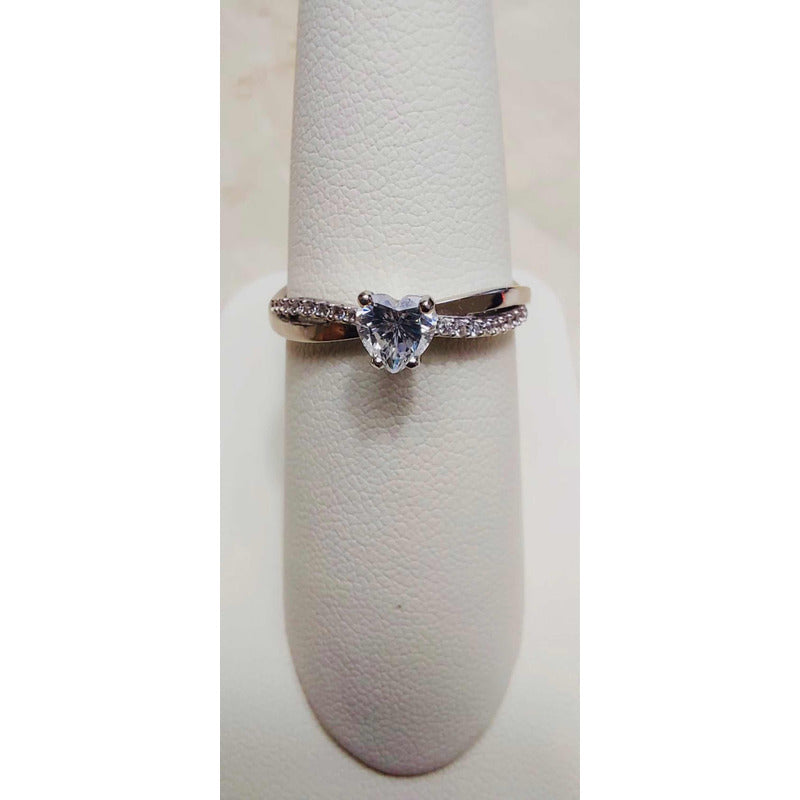 Anillo Entrelazado Oro Blanco 10 Kilates Zirconias+ Obsequio