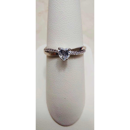 Anillo Entrelazado Oro Blanco 10 Kilates Zirconias+ Obsequio