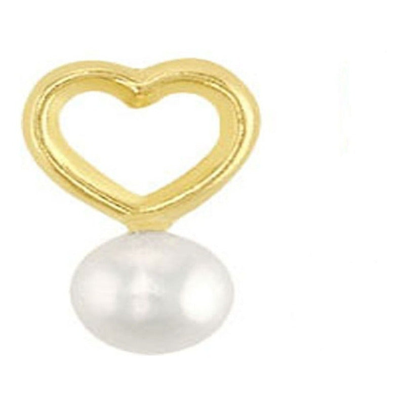 Broquel Corazón 3 Mm Perla En Oro De 10 K + Obsequio + Envío