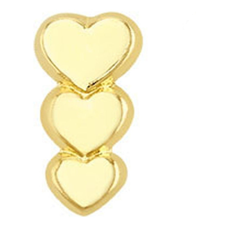 Broquel Triple Corazón En Oro De 10 K + Obsequio + Envío