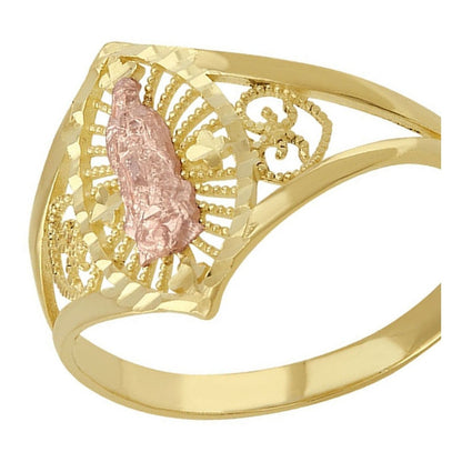 Anillo Virgen Rosa En Oro De 10 K + Obsequio