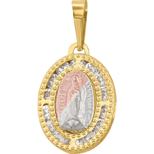 Collar Virgen Guadalupe Zirconias 3 Oros 10 K + Obsequio